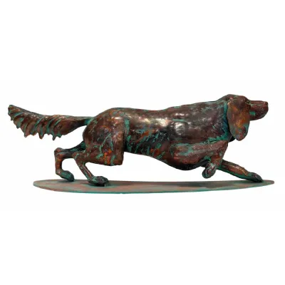 Modern Aged Copper Verdigris Dog Statue 52.5cm