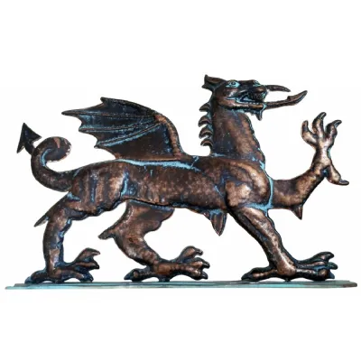48cm Aged Copper Verdigris Finish 1D Dragon Statue On Heavy Metal Base