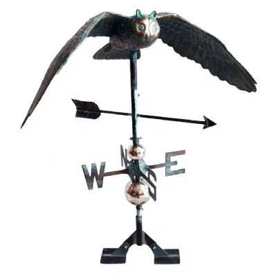 Modern Copper Plated Owl Weathervane 92cm