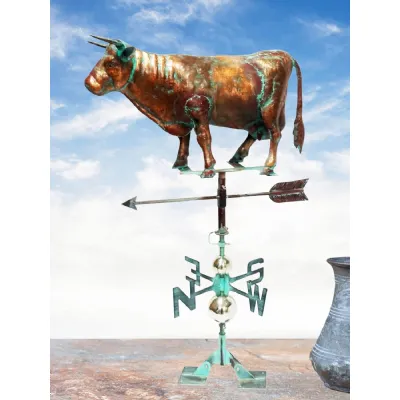 Modern Copper Plated Bull Weathervane 102cm