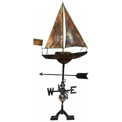 Rustic Copper Plated Sailboat Weathervane 137cm