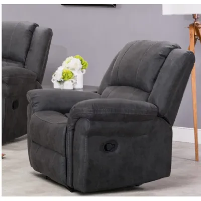 Dark Grey Leather Air Fabric Manual Reclining Armchair