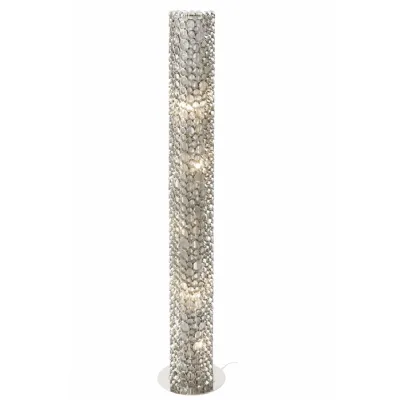 Silver Finish Tall Nickel Tube Floor Lamp with Hanging Chain