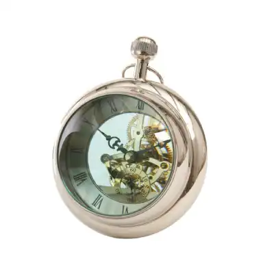 Large Nickel Round Desk Paperweight See Through Clock
