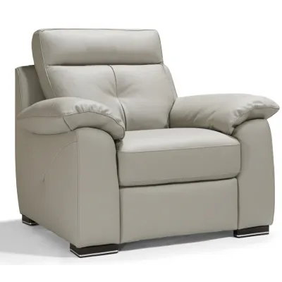 Moon Grey Italian Leather Armchair Fixed