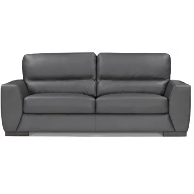 Moon Grey Italian Leather 3 Seater Sofa