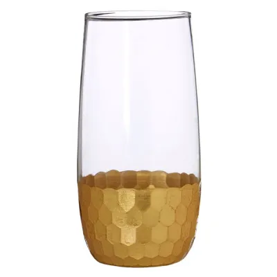 Set of 4 Textured Honeycomb Highball Glasses
