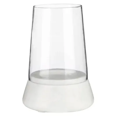 White Marble Base Hurricane Candle Holder