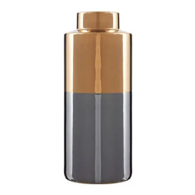 Large Grey And Gold Metallic Vase