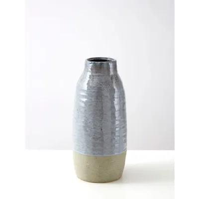 Tall Blue Speckled Glazes Vase
