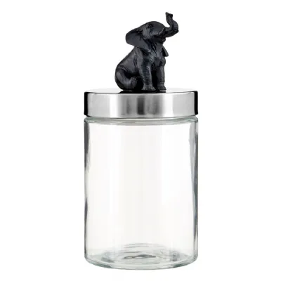 Safari Style Elephant Glass Storage Jar