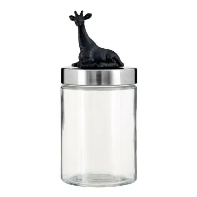 Safari Style Giraffe Glass Storage Jar