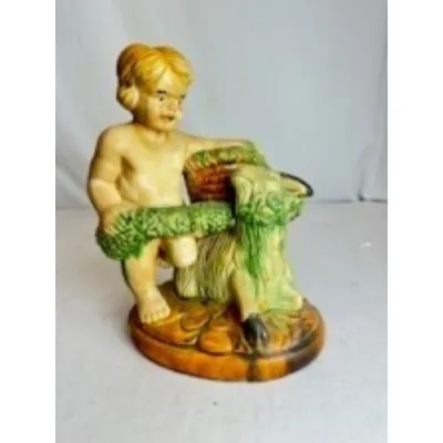 Majolica Boy And Goat