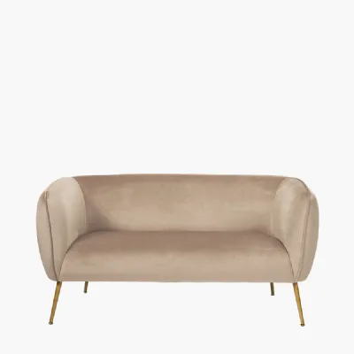 Lucca Biscuit Velvet and Metal Sofa