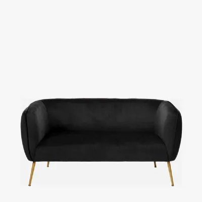 Lucca Black Velvet and Metal Sofa