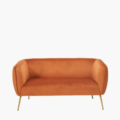 Lucca Tobacco Velvet and Metal Sofa