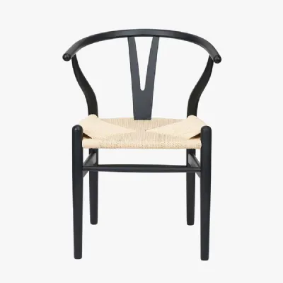 Quinn Black Beech Wood and Natural Paper Rope Dining Chair