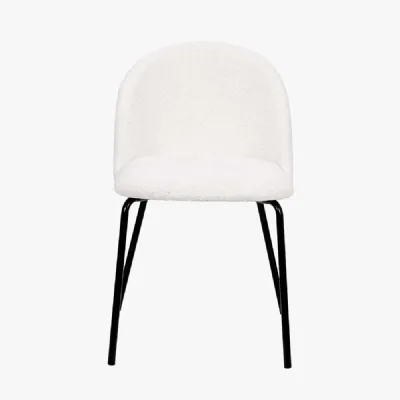 Turi Boucle Fabric and Black Metal Dining Chair