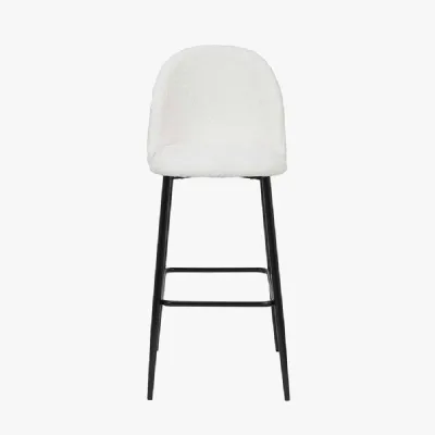 Turi Boucle Fabric and Black Metal Bar Stool