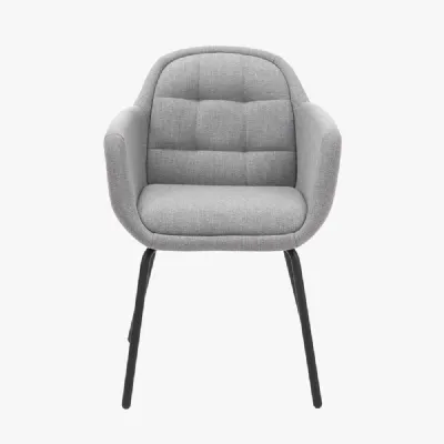 Alba Grey Linen Mix and Black Metal Carver Dining Chair