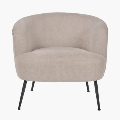 Aviana Natural Chenille and Black Metal Tub Chair