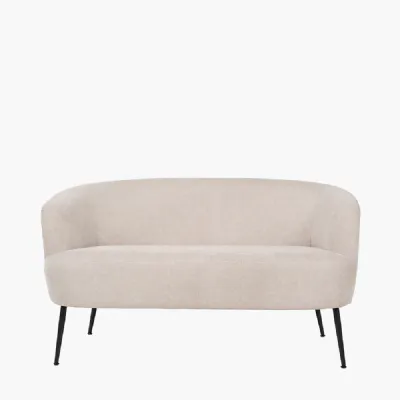 Aviana Natural Chenille and Black Metal Sofa