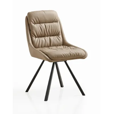 Mink Leather Effect Swivel Dining Chair with Black Legs