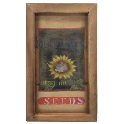 Wooden Oblong Wall Frame Sunflower 46cm
