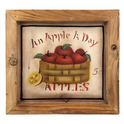 Rustic Wooden Square Wall Frame An Apple A Day Assorted 30cm