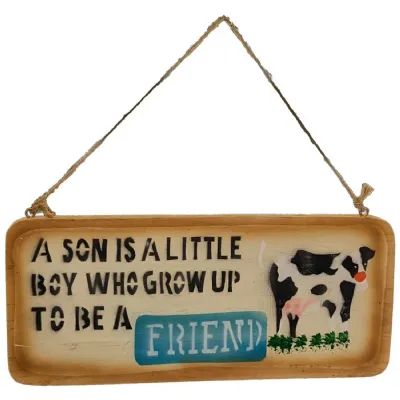 Wooden Plaque Friend Cow Design 27cm