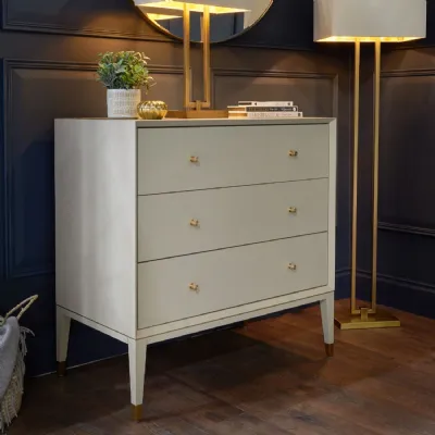 Ceramic Grey Wooden Chest of 3 Drawers