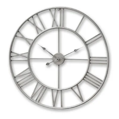 Large Silver Skeleton Wall Clock