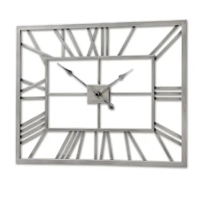 Silver Rectangular Skeleton Wall Clock