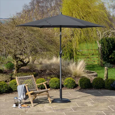 Grey Polyester 2.5m Round Outdoor Parasol