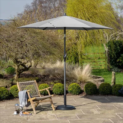 Light Grey Polyester 2.5m Round Outdoor Parasol