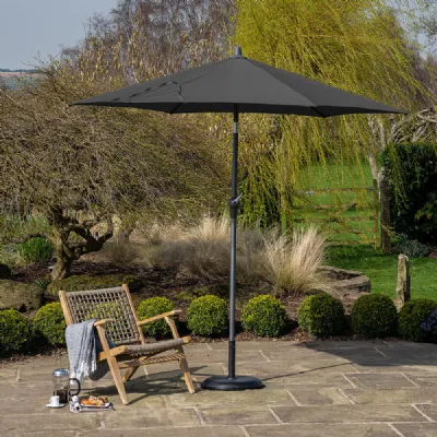 Grey Polyester 3m Round Outdoor Parasol