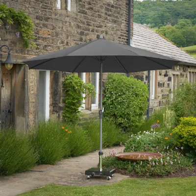 Grey Polyester 3.5m Round Outdoor Parasol