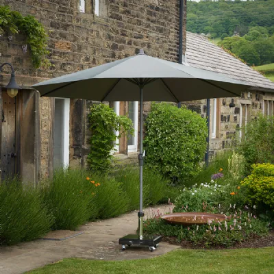 Luna Grey Polyester Garden 3.5m Round Parasol