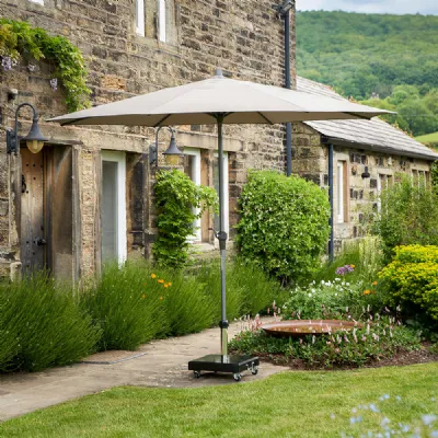 Taupe Polyester Garden 3.5m Round Parasol