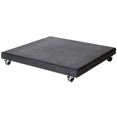 Polished Black Granite Wheeled Parasol Base 90kg