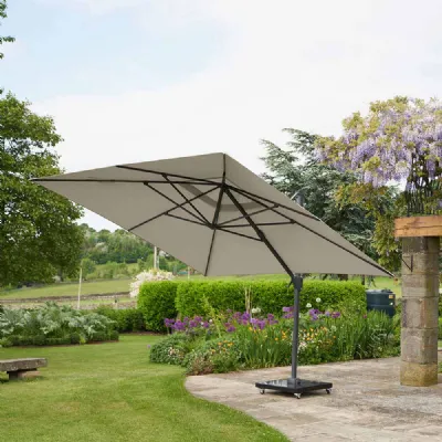 Champagne Polyester 3m Square Cantilever Outdoor Parasol