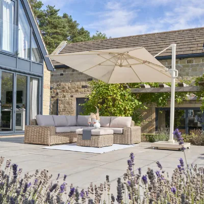 Champagne Sandstone 3m Square Garden Cantilever Parasol