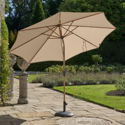 Champagne Fabric 3m Round Garden Centre Pole Parasol