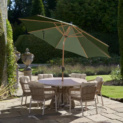 Olive Green Fabric 3m Round Garden Centre Pole Parasol