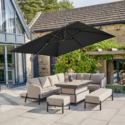 Faded Black Fabric 3m Square Premium Cantilever Parasol