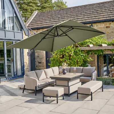 Green Fabric 3m Square Premium Cantilever Parasol