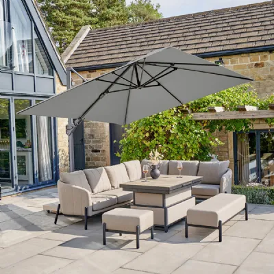 Grey Fabric 3m Square Premium Cantilever Parasol