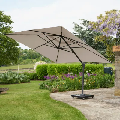 Champagne Rectangular 3.5 x 2.6m Outdoor Cantilever Parasol