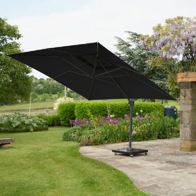Black Fabric Rectangular 3.5 x 2.6m Outdoor Cantilever Parasol