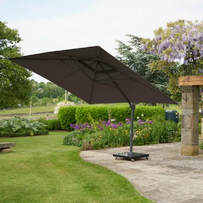 Taupe Fabric Rectangular 3.5 x 2.6m Outdoor Cantilever Parasol